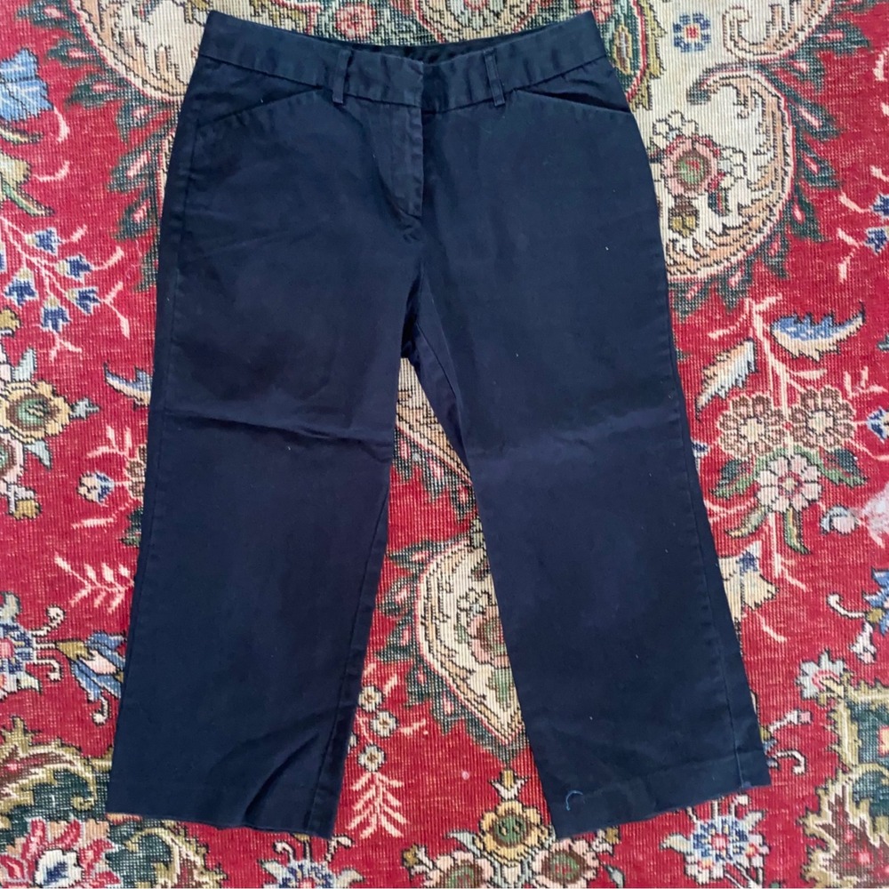 Express Editor Pants Womens 6 Black Cropped Wide Leg‎ Cotton Trousers
